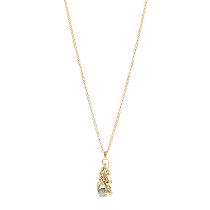 John Hardy 18K Yellow Gold Diamond Blue Sapphire Legends Naga Pendant Necklace 1 of 4