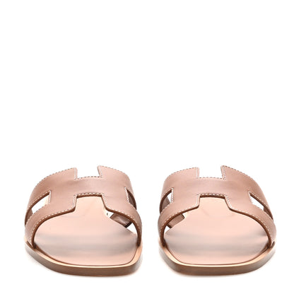 Hermes Box Calfskin Oran Sandals 37 Gold 3 of 10