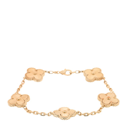 Van Cleef & Arpels 18K Yellow Gold 5 Motifs Guilloche Vintage Alhambra Bracelet 1 of 4