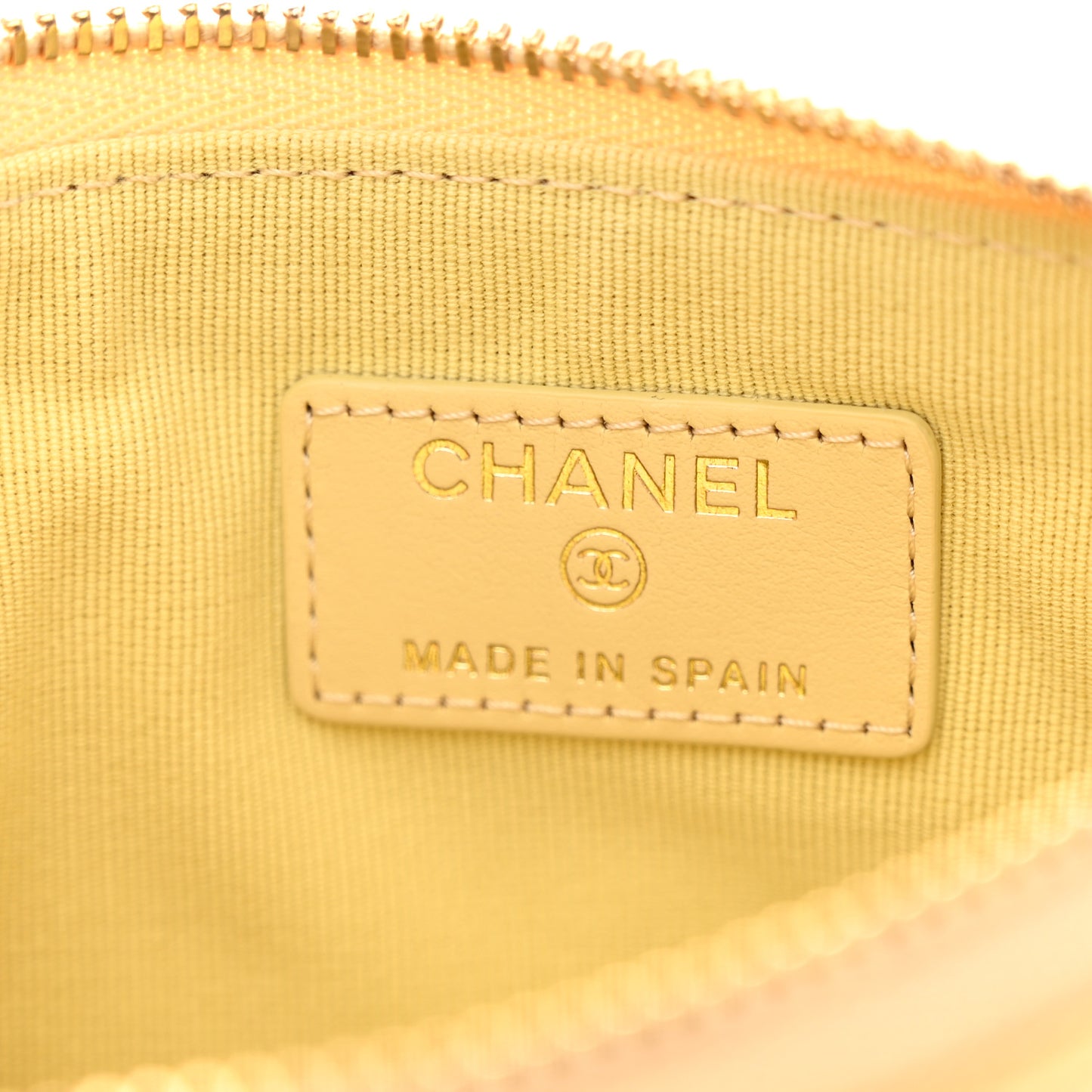 Caviar Quilted Studded CC Small Cosmetic Case Yellow