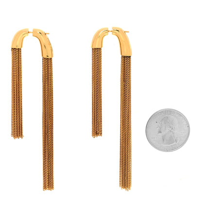 Saint Laurent Brass Metal Double Chain Earrings Gold 2 of 5