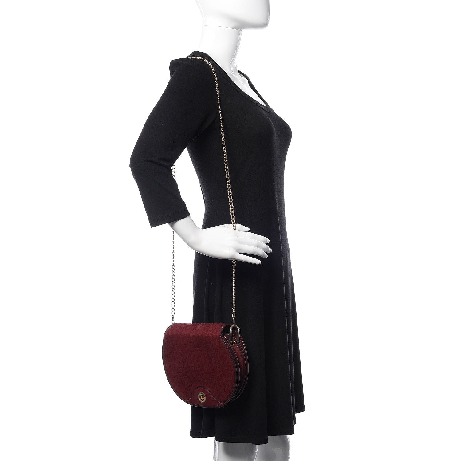 Christian Dior Monogram Round Chain Crossbody Red 2 of 14