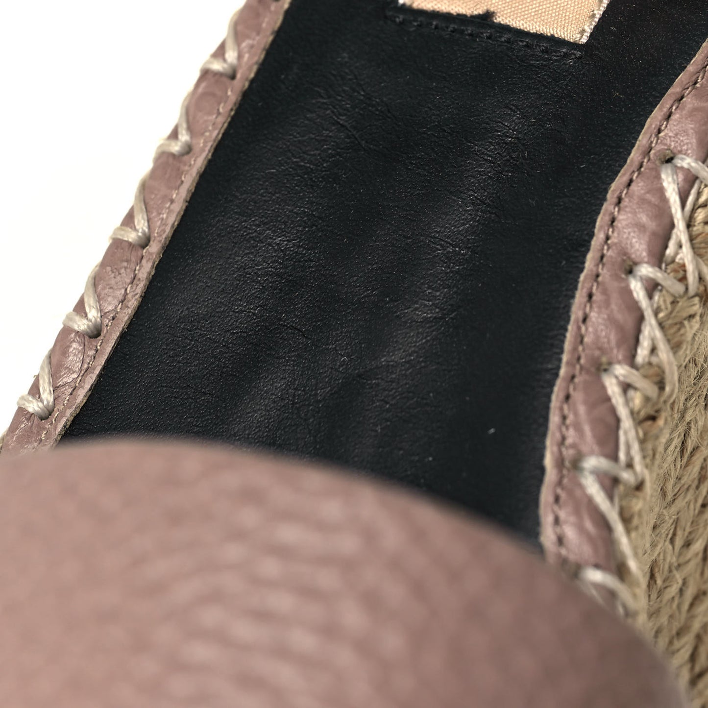 Grained Calfskin Rockstud Ankle Strap Espadrille 15/105mm Wedge Sandals 35 Poudre Natural