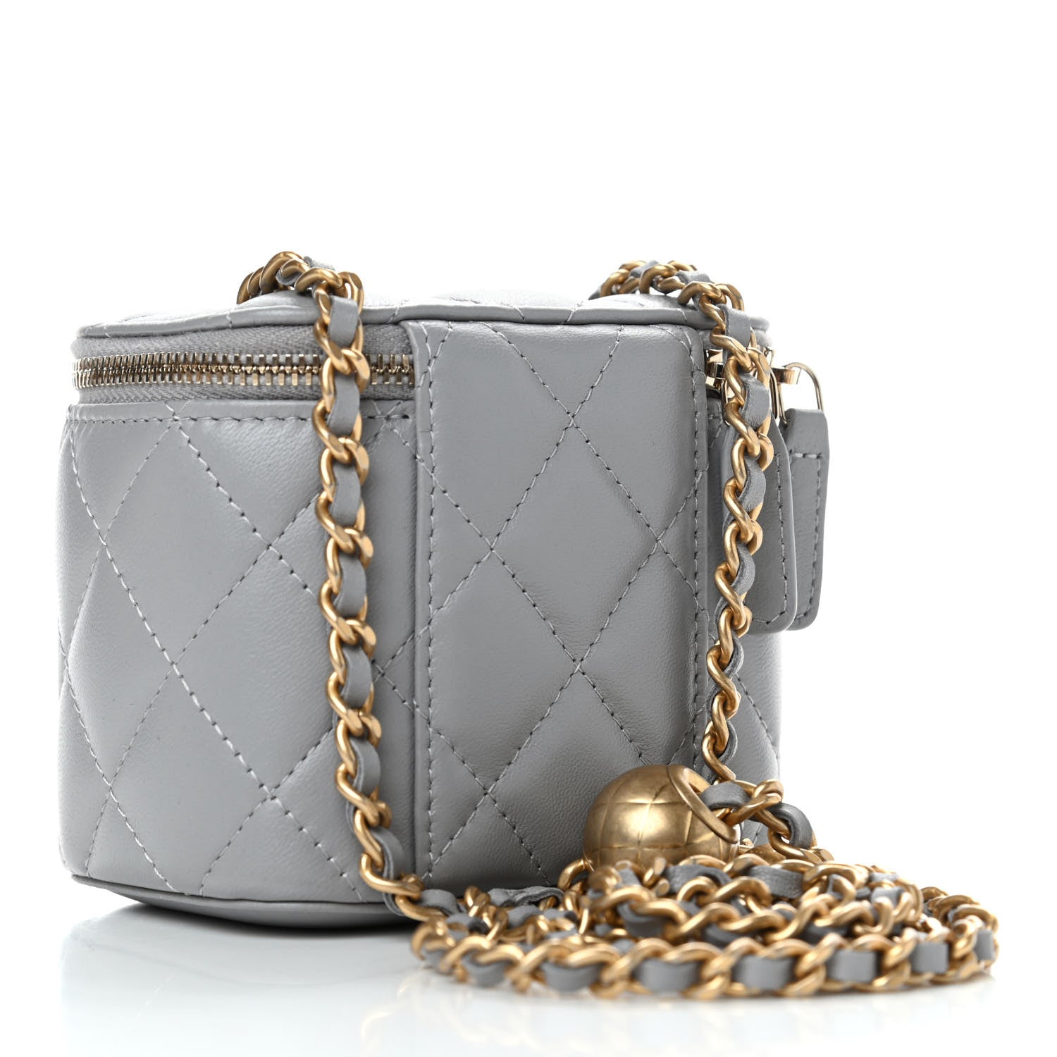 Chanel Lambskin Quilted Pearl Crush Mini Vanity Case With Chain Grey 2 of 4