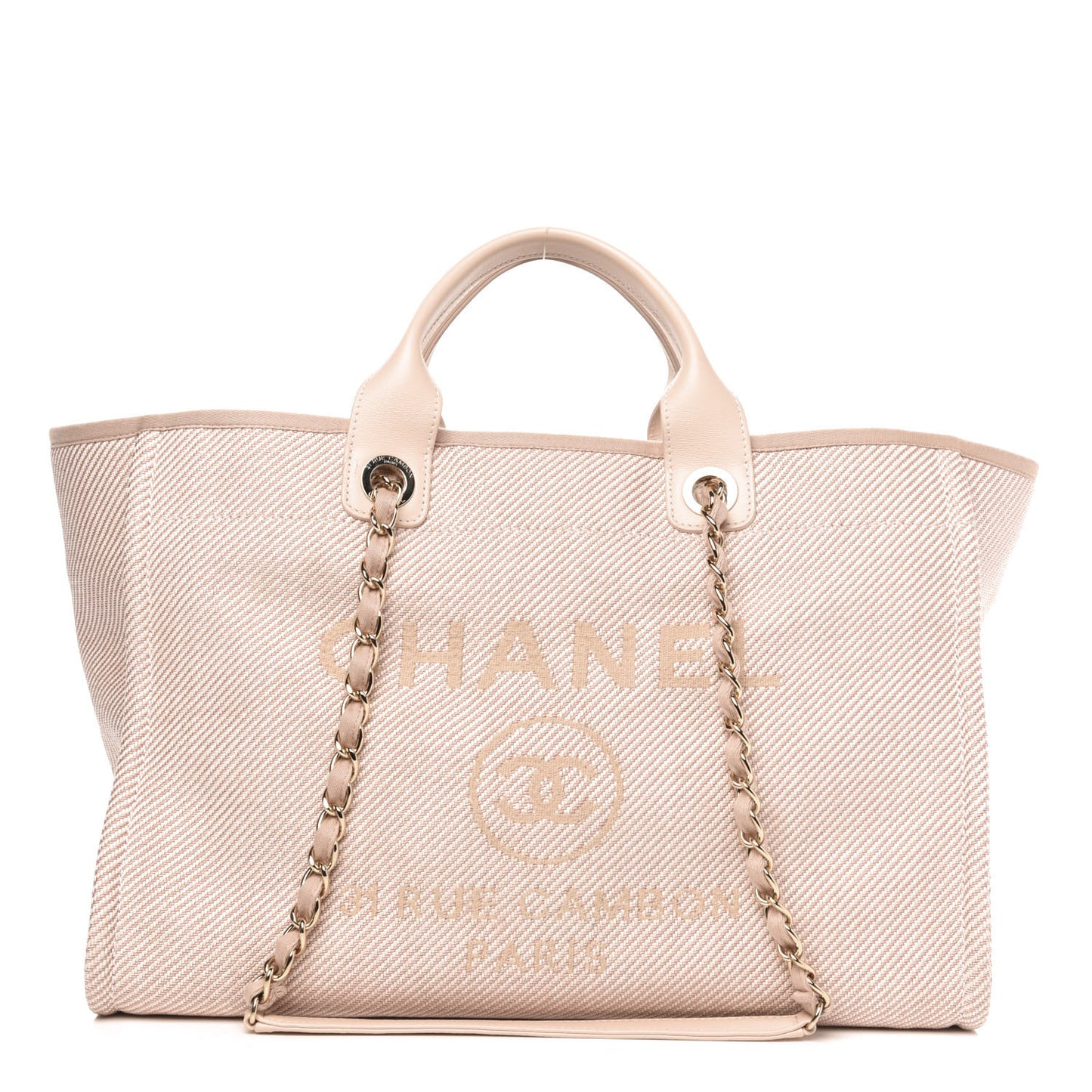 Mixed Fibers Calfskin Medium Deauville Tote Beige