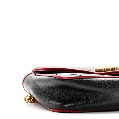 Gucci Vintage Effect Calfskin Matelasse Diagonal Super Mini Torchon GG Marmont Shoulder Bag Black Romantic Cherry 9 of 10