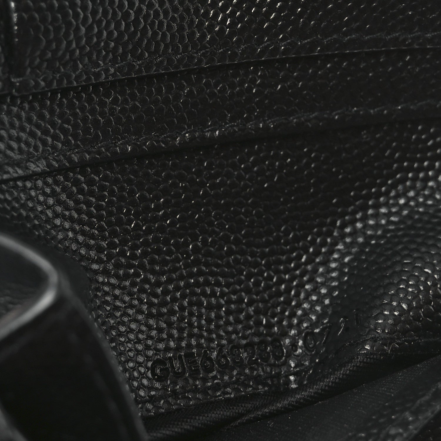 Saint Laurent Grain De Poudre Matelasse Chevron Monogram Compact Zip Around Wallet Black 7 of 8