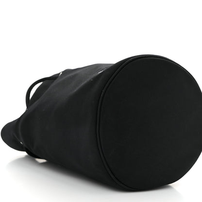 Balenciaga Recycled Sport Nylon Logo Embroidered Wheel Drawstring Bucket Bag Black White 8 of 10