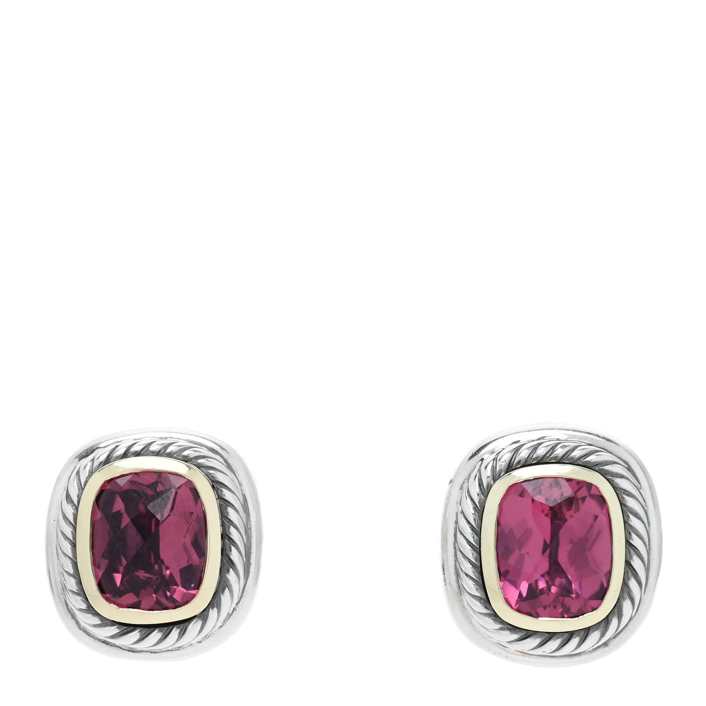 Sterling Silver 14K Yellow Gold Pink Tourmaline Albion Earrings