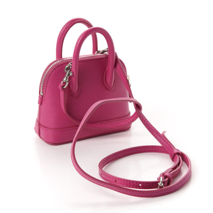 Balenciaga Grained Calfskin Logo Mini Ville Top Handle Bag Fuchsia White 3 of 9