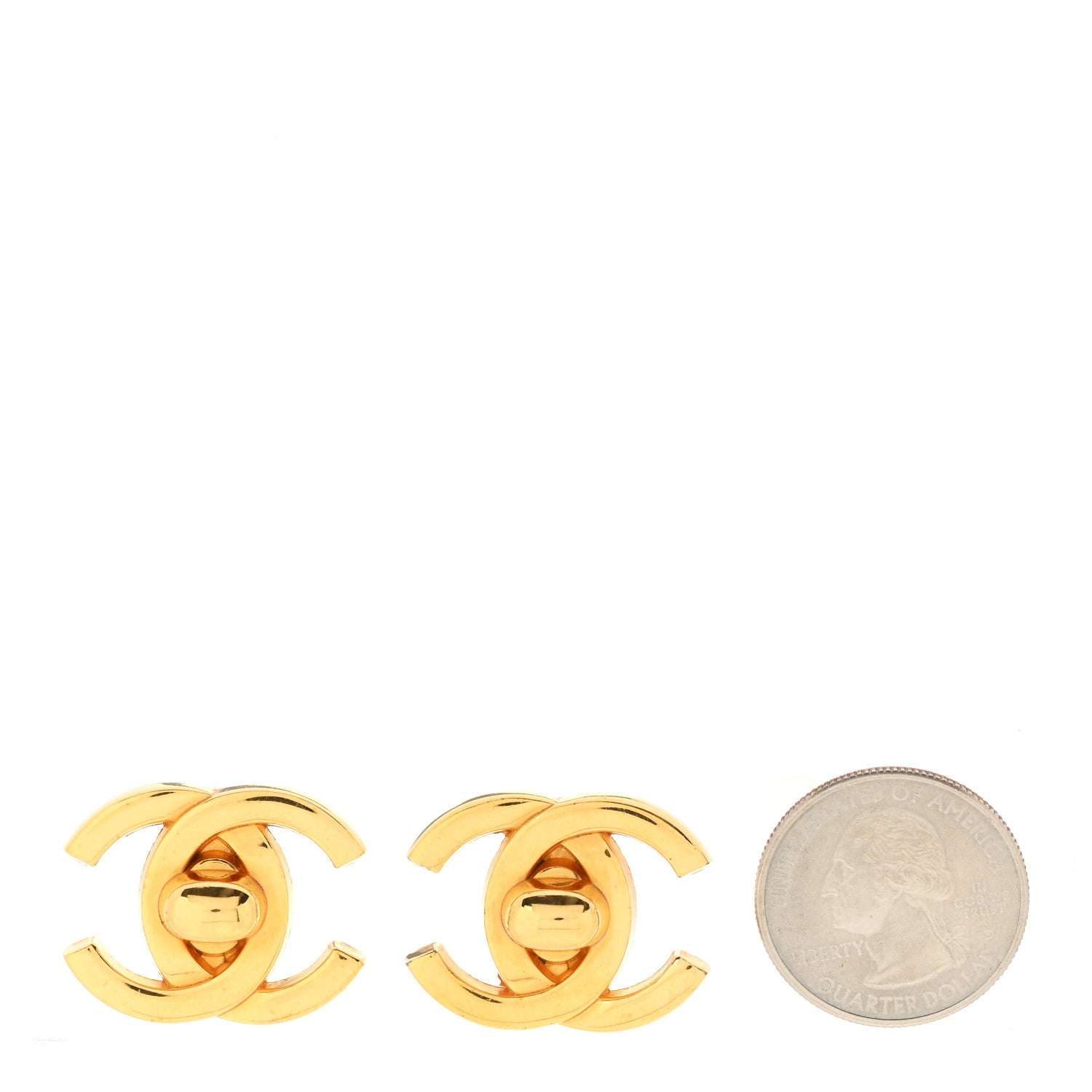 Chanel Metal CC Turnlock Clip On Earrings Gold 2 of 5