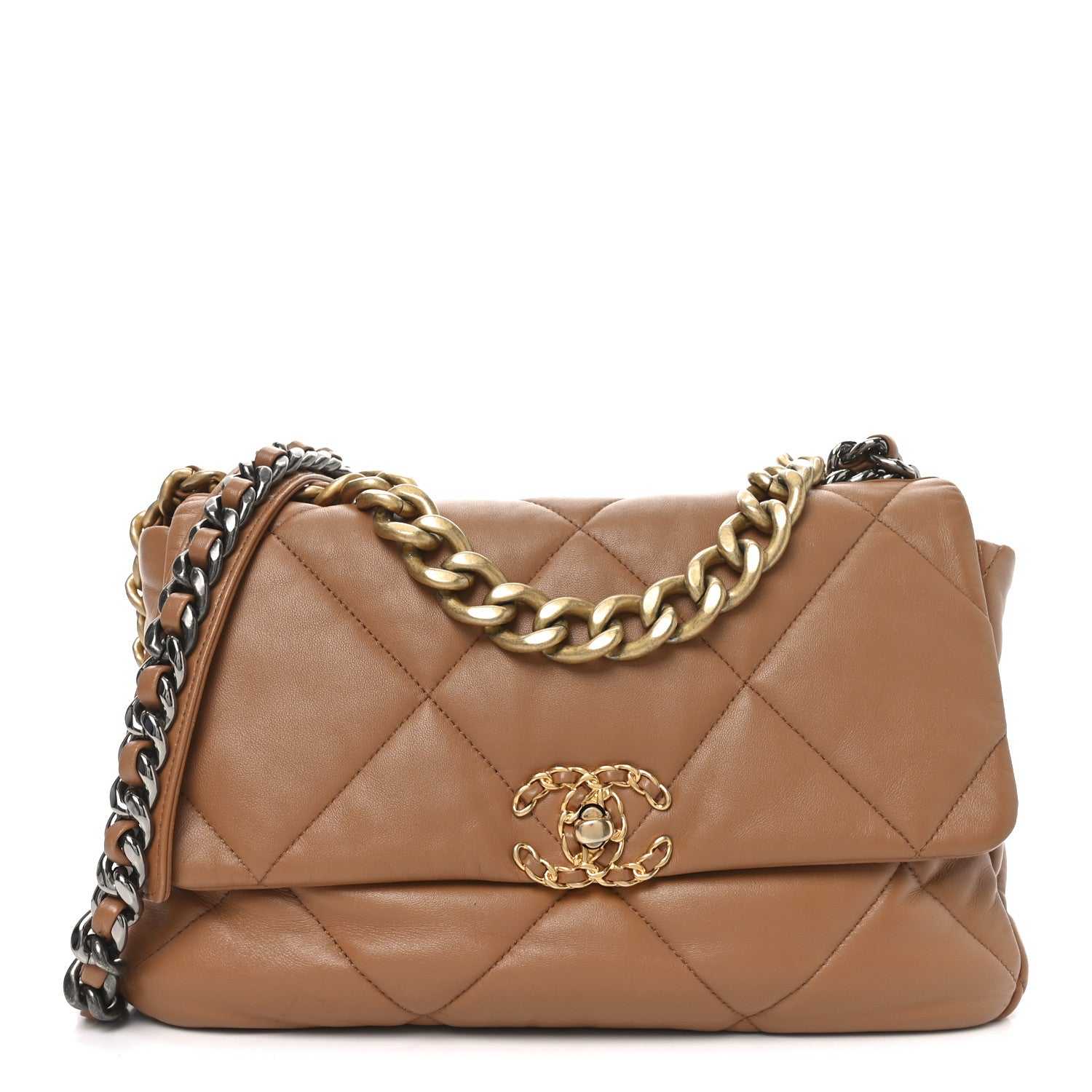 Chanel Lambskin Quilted Large Chanel 19 Flap Brown 1 of 10