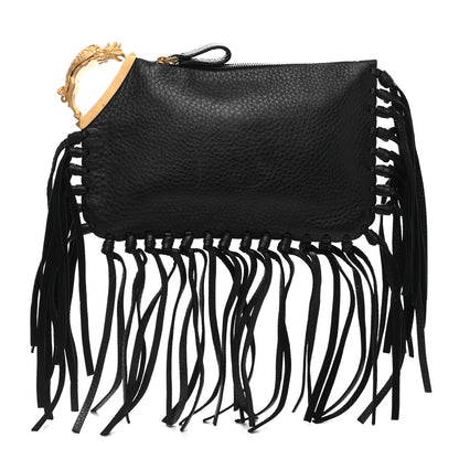 Valentino Garavani Calfskin C-Rockee Sagittarius Fringe Clutch Black 1 of 9