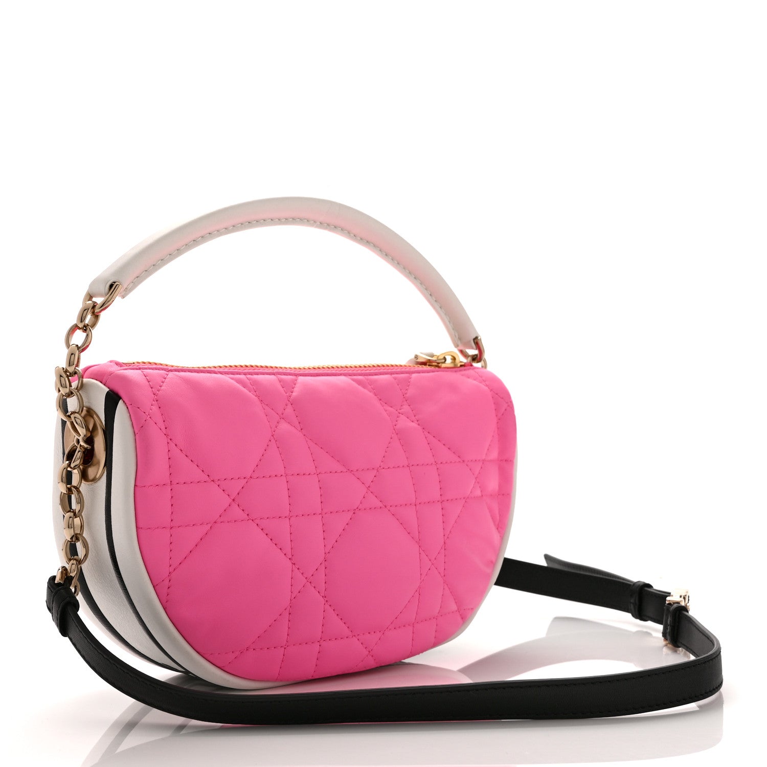 Christian Dior Lambskin Cannage Small Dior Vibe Hobo Bag Pink
