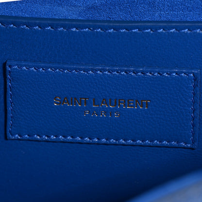 Saint Laurent Textured Patent Calfskin Classic Monogram Clutch Royal Blue 8 of 8