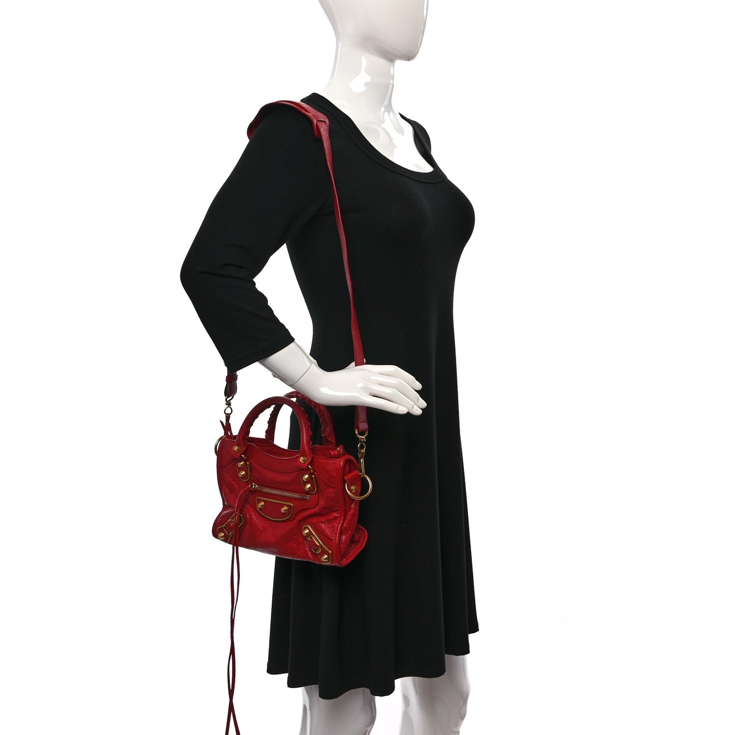 Agneau Gold Metallic Edge Hardware Mini City Rouge Rubis