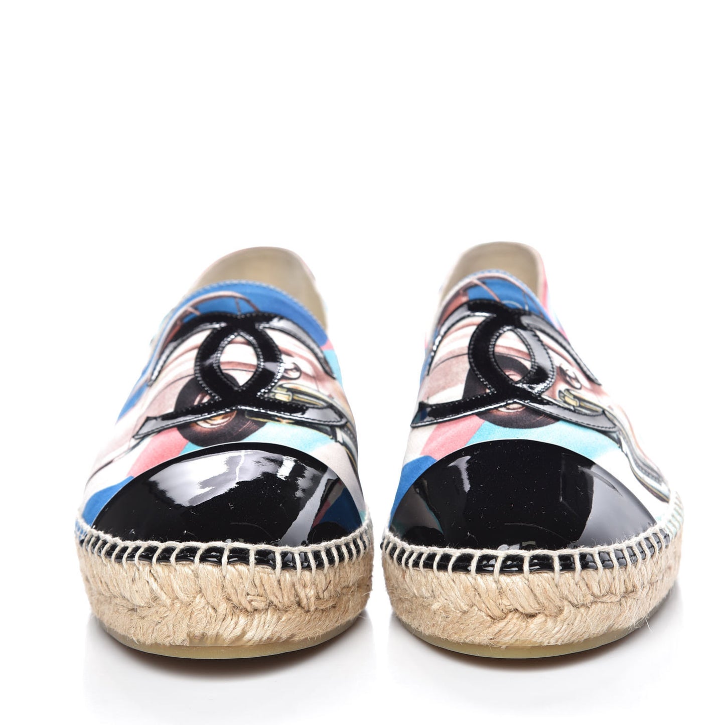 Patent Fabric CC Espadrilles 41 Multicolor Black