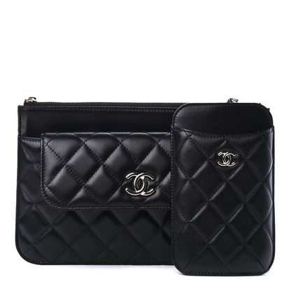 Chanel Lambskin Quilted Clutch With Chain Black 1 of 5