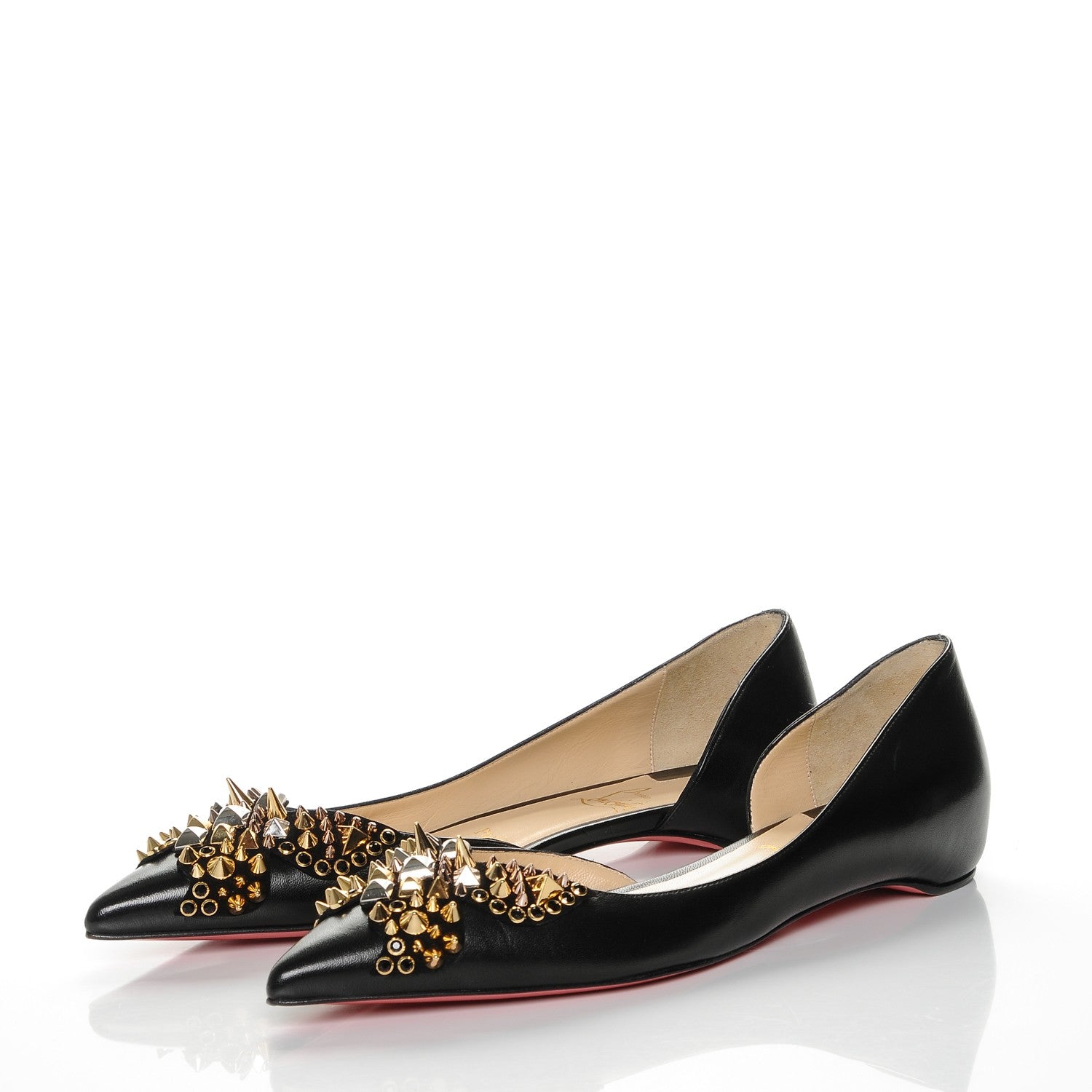 Christian Louboutin Nappa Farfaclou Spike Flats 39.5 Black 2 of 8