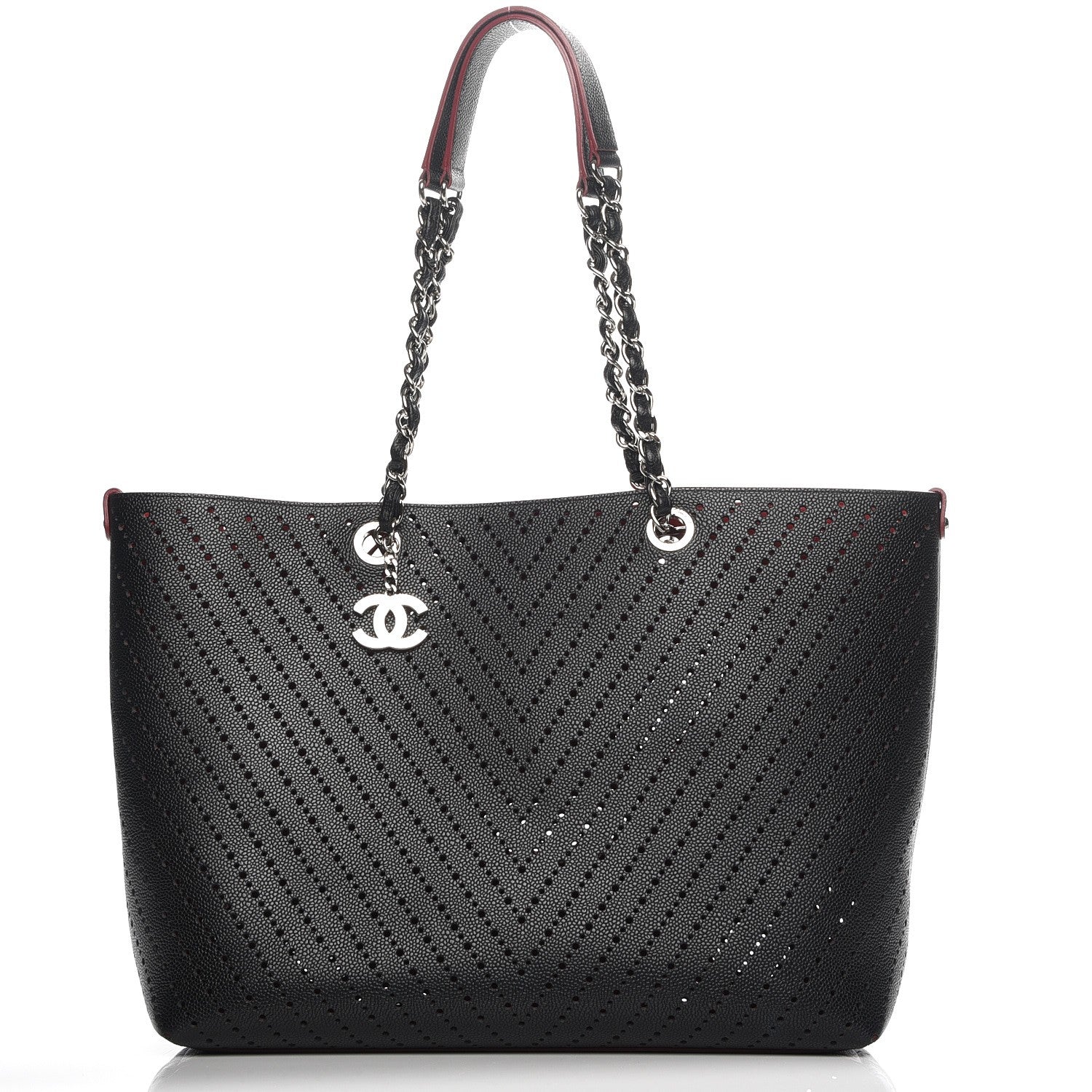 Chanel Perforated Grained Calfskin Large Shopping Tote Black 1 of 8