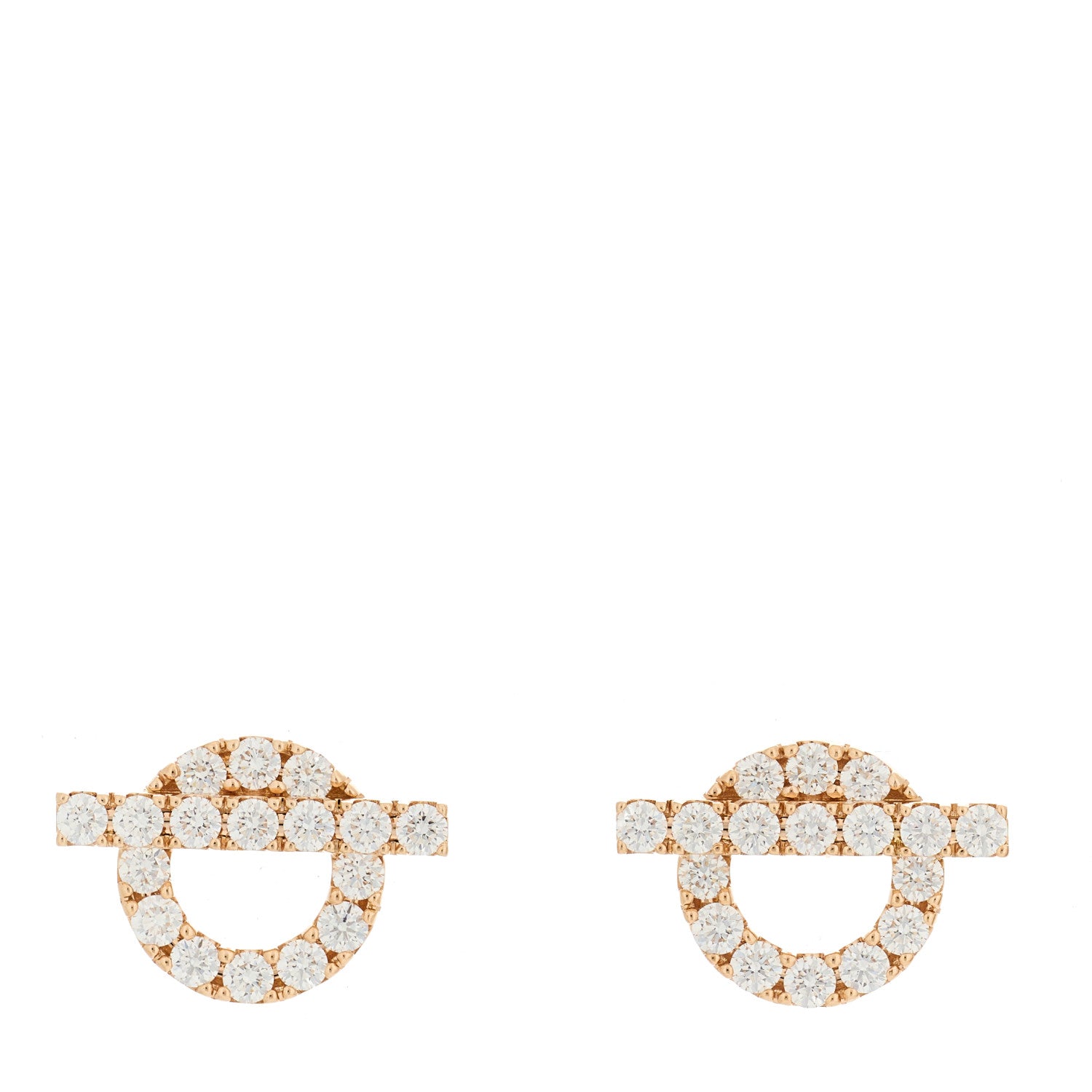 Hermes 18K Rose Gold Diamond Finesse Earrings 1 of 4