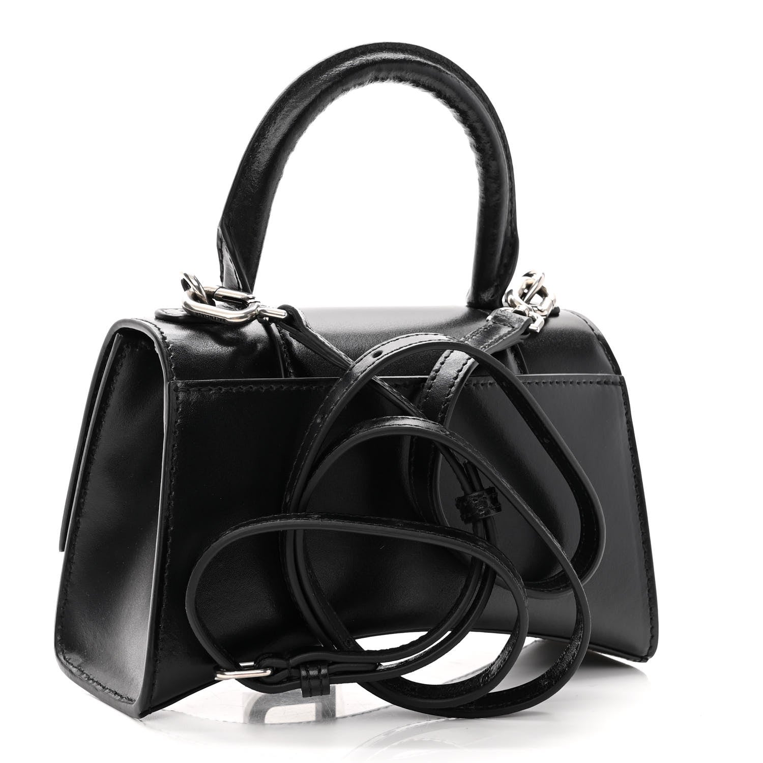 Balenciaga Shiny Box Calfskin Hourglass Top Handle Bag XS Black 3 of 10