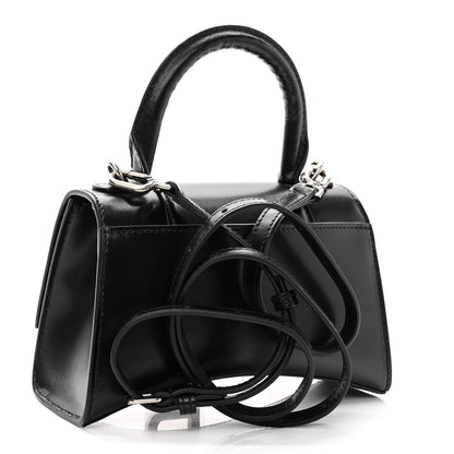 Balenciaga Shiny Box Calfskin Hourglass Top Handle Bag XS Black 3 of 10