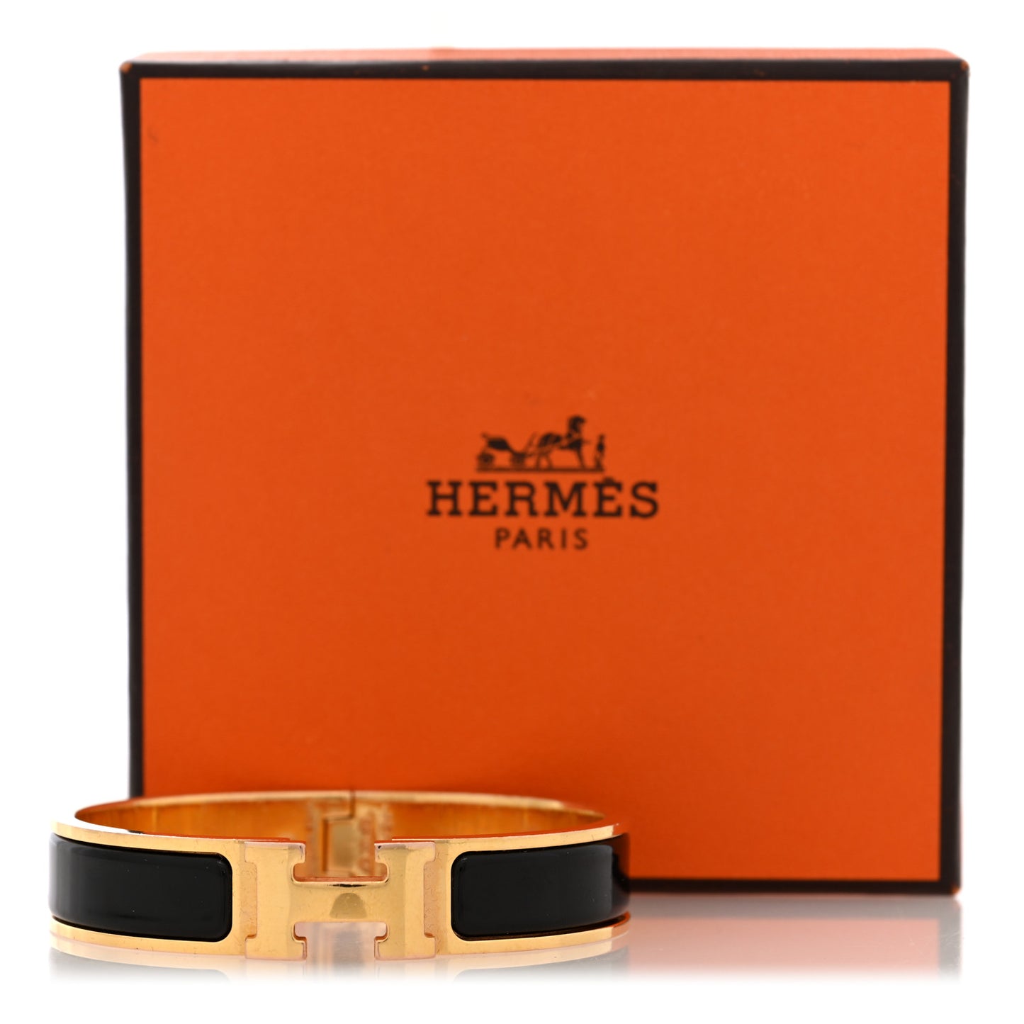 Enamel Narrow Clic Clac H Bracelet GM Black