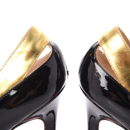 Christian Louboutin Patent Metallic Calfskin Duvette Cutout 120 Pumps 36.5 Black Gold 18 of 22