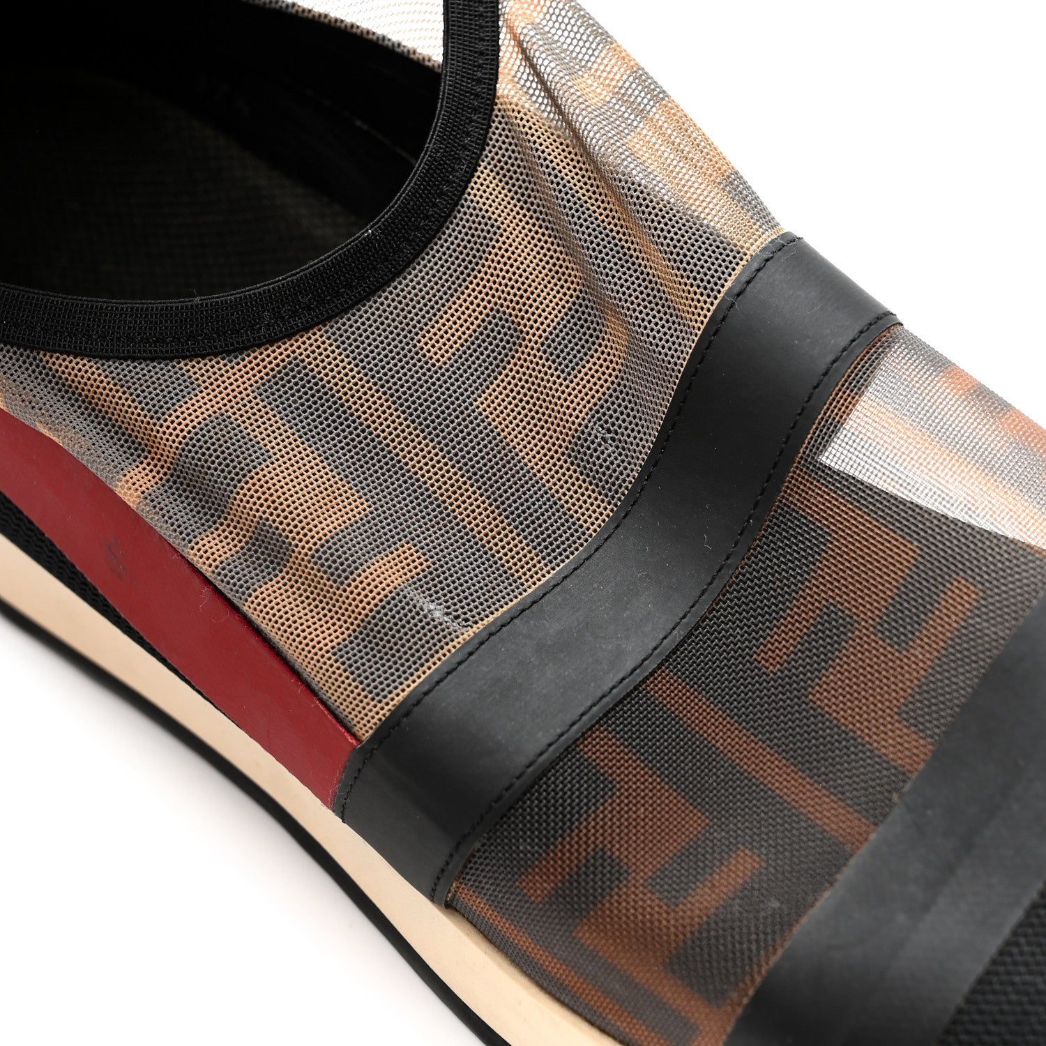 Fendi Technical Mesh Tulle FF Slip On Sneaker 37.5 Red Tobacco 10 of 11