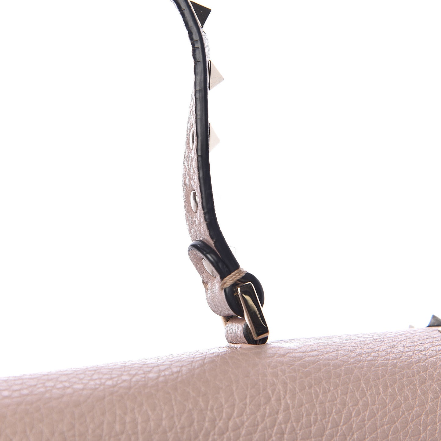 Pebbled Calfskin Small Rockstud Single Handle Flap Bag Poudre