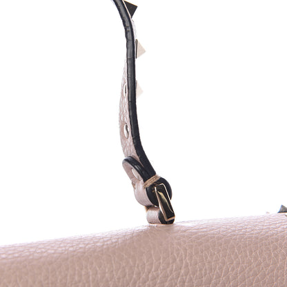 Valentino Garavani Pebbled Calfskin Small Rockstud Single Handle Flap Bag Poudre 15 of 21