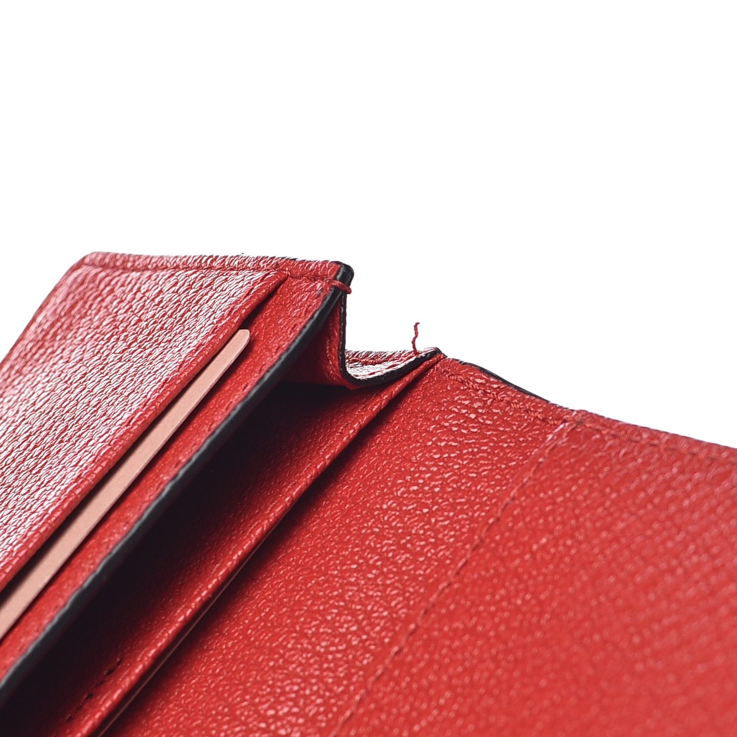 Goatskin Madras Bow Card Holder Rosso