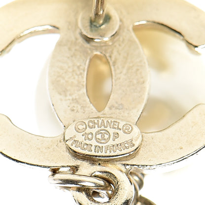 Chanel Enamel CC Pearl Drop Earrings Gold 4 of 4