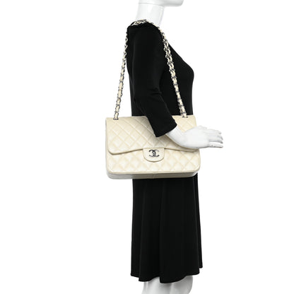 Chanel Caviar Quilted Jumbo Double Flap White 2 of 14