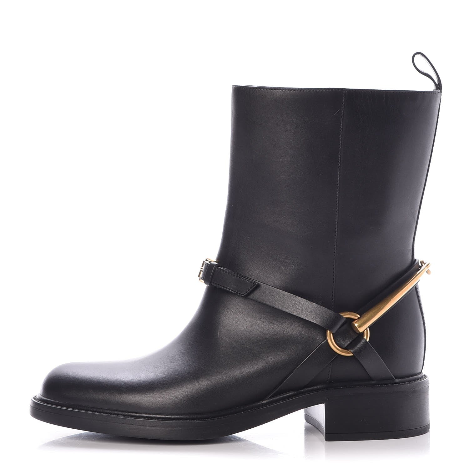 Gucci Calfskin Tess Horsebit Ankle Boots 36.5 Black 1 of 7