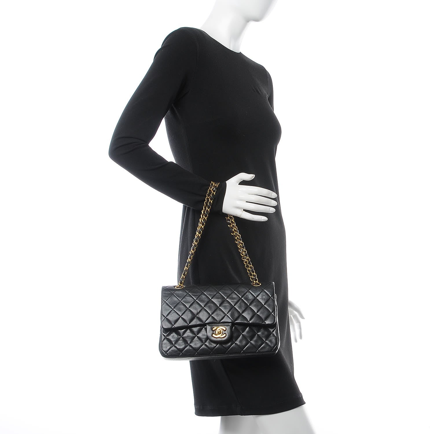 Chanel Lambskin Quilted Medium Double Flap Black 2 of 10