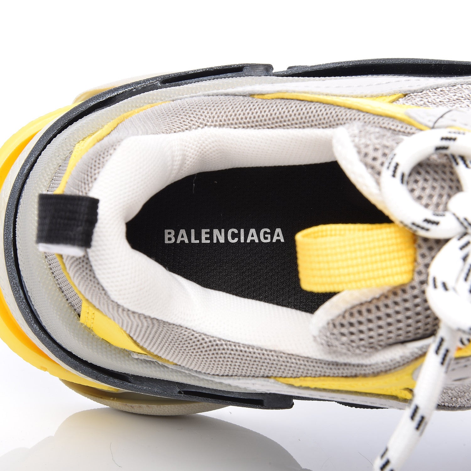 Balenciaga Fabric Mesh Womens Triple S Sneakers 38 Yellow Grey White 7 of 8