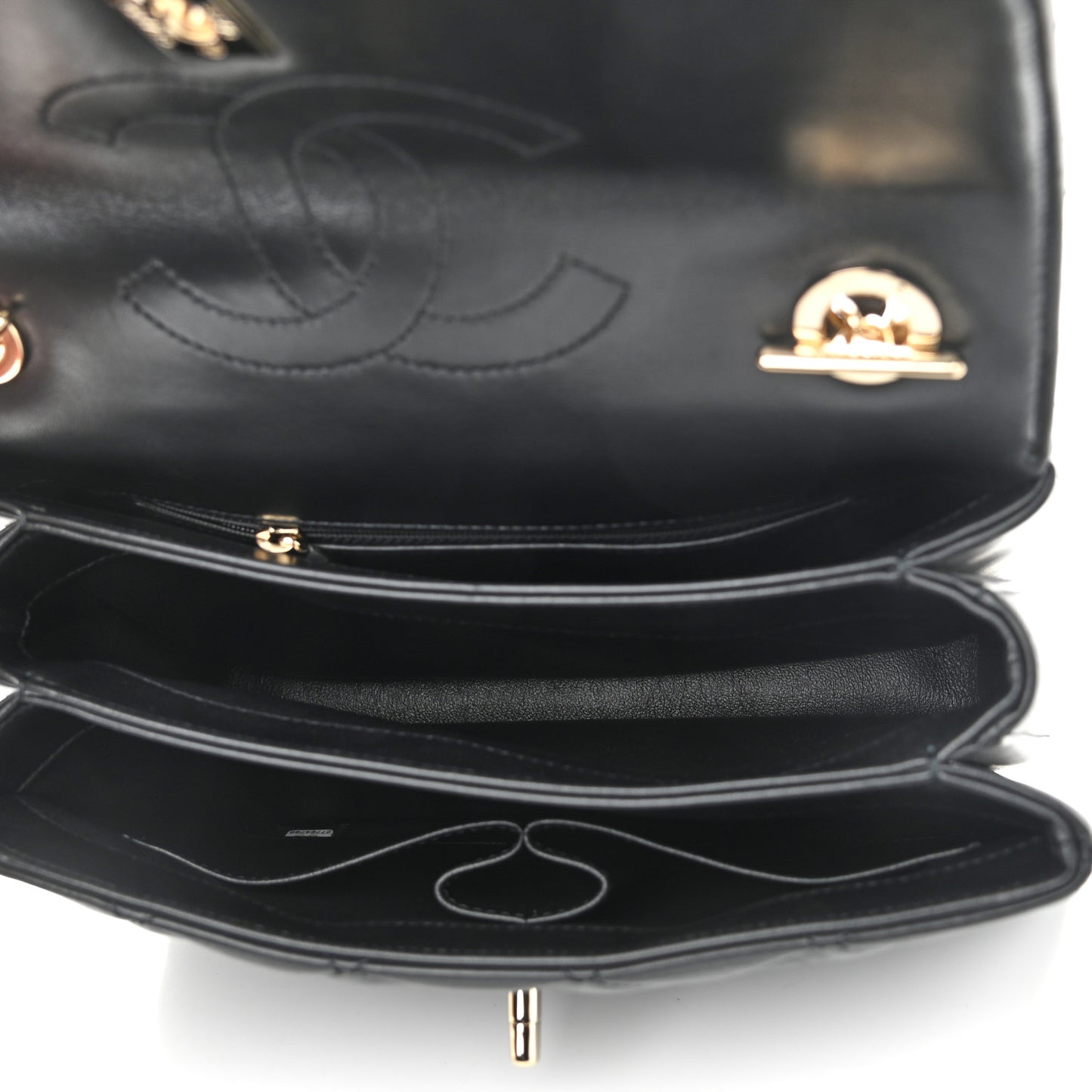 Lambskin Quilted Small Trendy CC Dual Handle Flap Bag Black