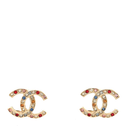 Chanel Crystal Over The Rainbow CC Earrings Gold Multicolor 1 of 5