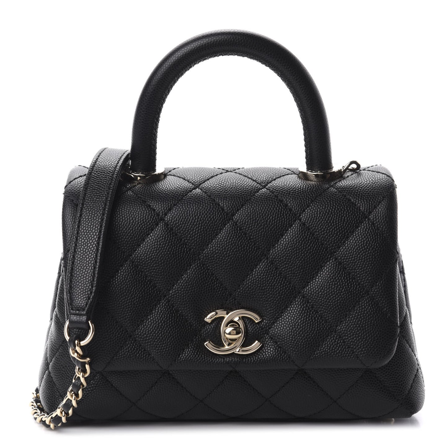 Caviar Quilted Extra Mini Coco Handle Flap Black