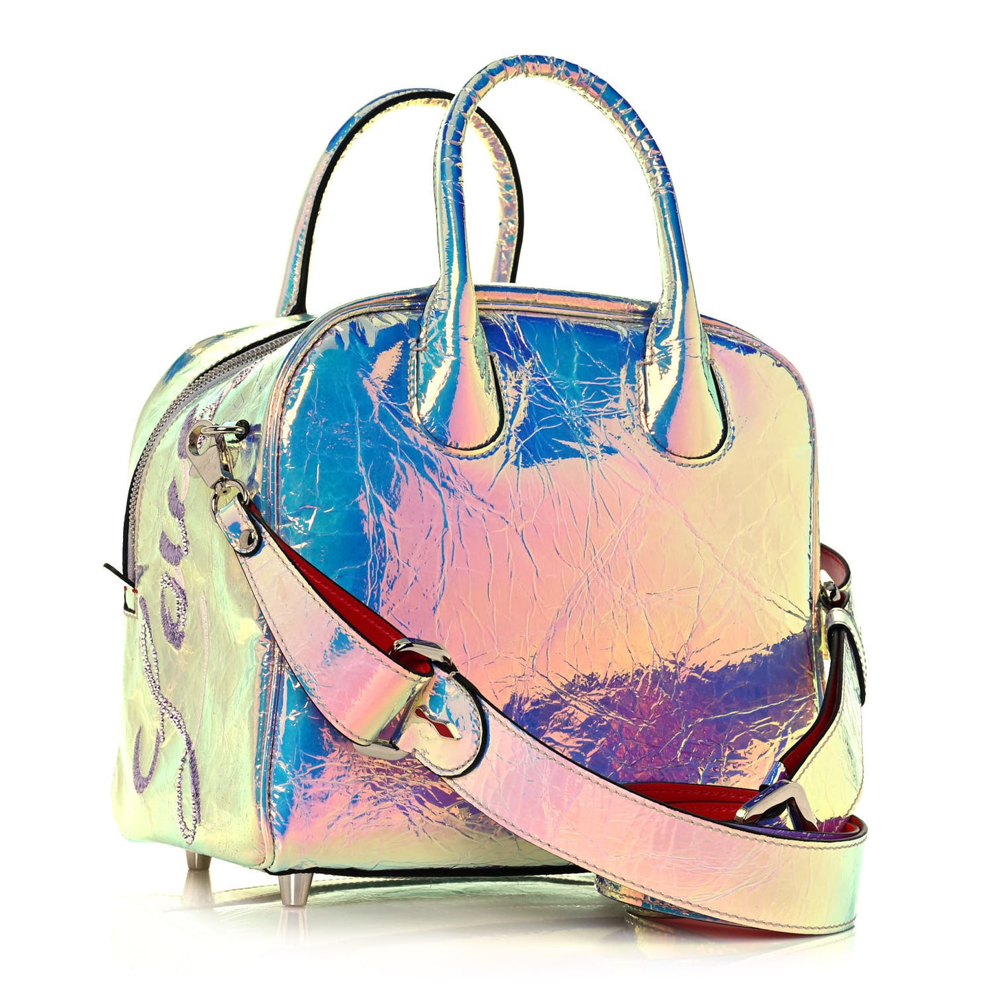 PVC Iridescent Calfskin Small Marie Jane Top Handle Multicolor