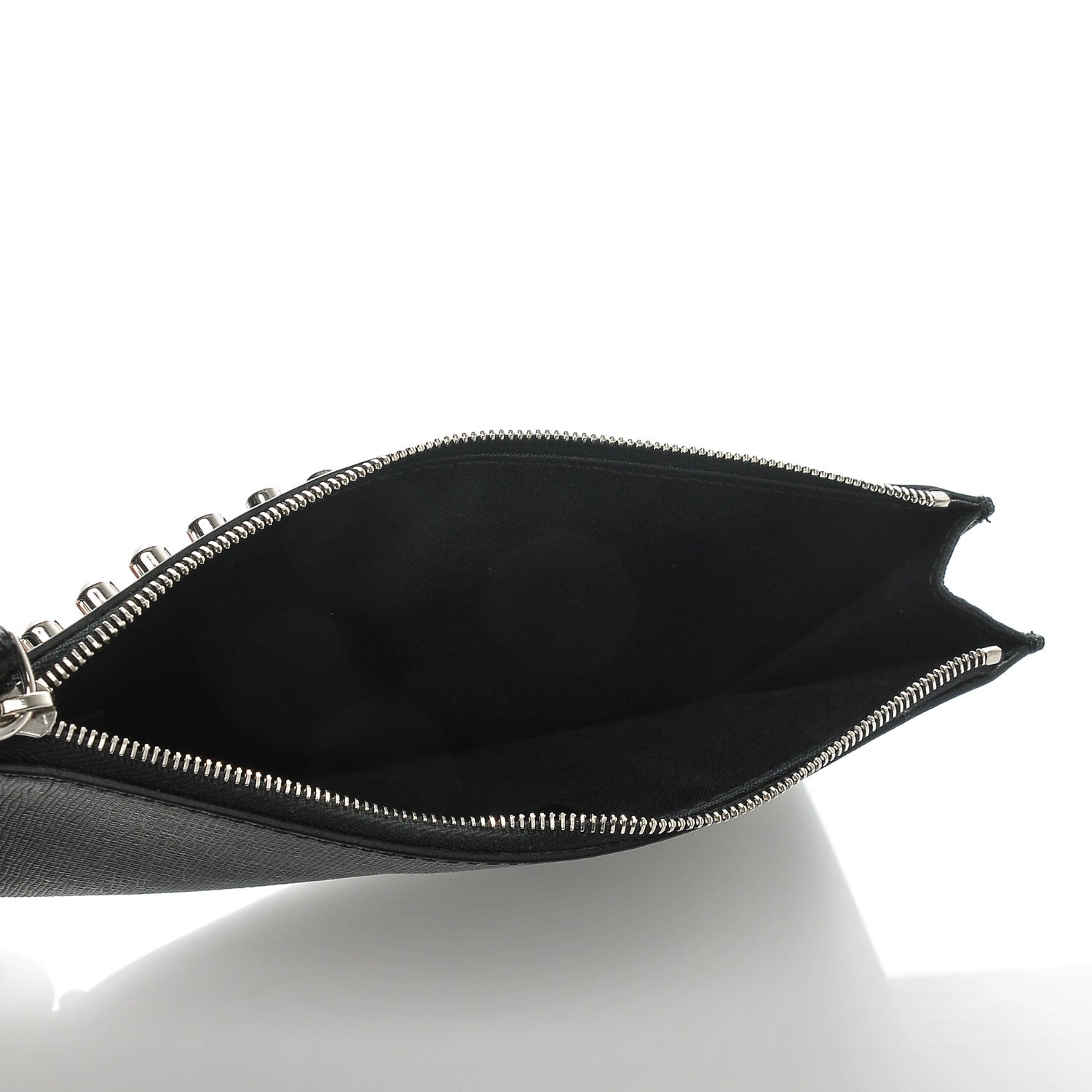 Fendi Vitello Elite Mink Fur Studded Karlito Zip Pouch Black 5 of 6