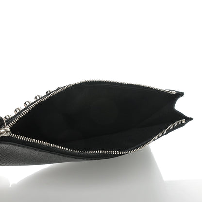 Fendi Vitello Elite Mink Fur Studded Karlito Zip Pouch Black 5 of 6
