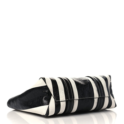 Balenciaga Agneau Arena Striped Patchwork Small Barbes East West Shopper Black White 3 of 6