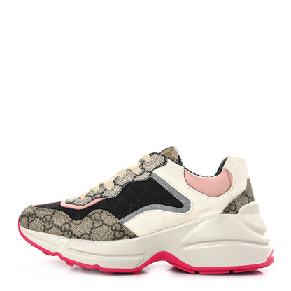 Gucci GG Supreme Monogram Mix Monogram Womens Rhyton Sneakers 36.5 London Blue Beige Pale Pink 1 of 8