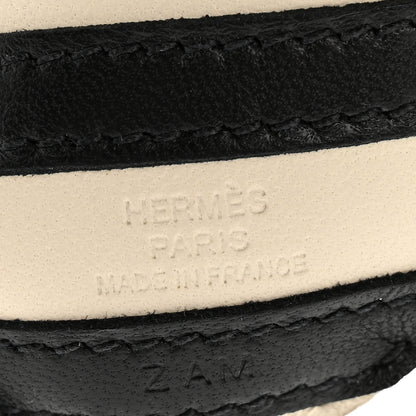 Hermes Milo Lambskin Geegee Savannah Bag Charm Craie Black Rose Mexico 3 of 4