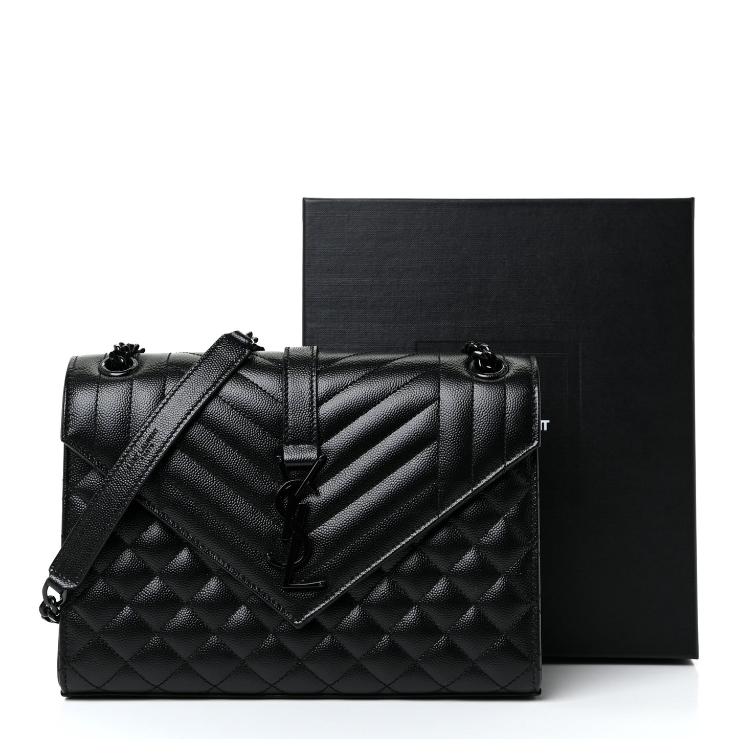 Grain De Poudre Textured Mixed Matelasse Triquilt Medium Monogram Satchel Black