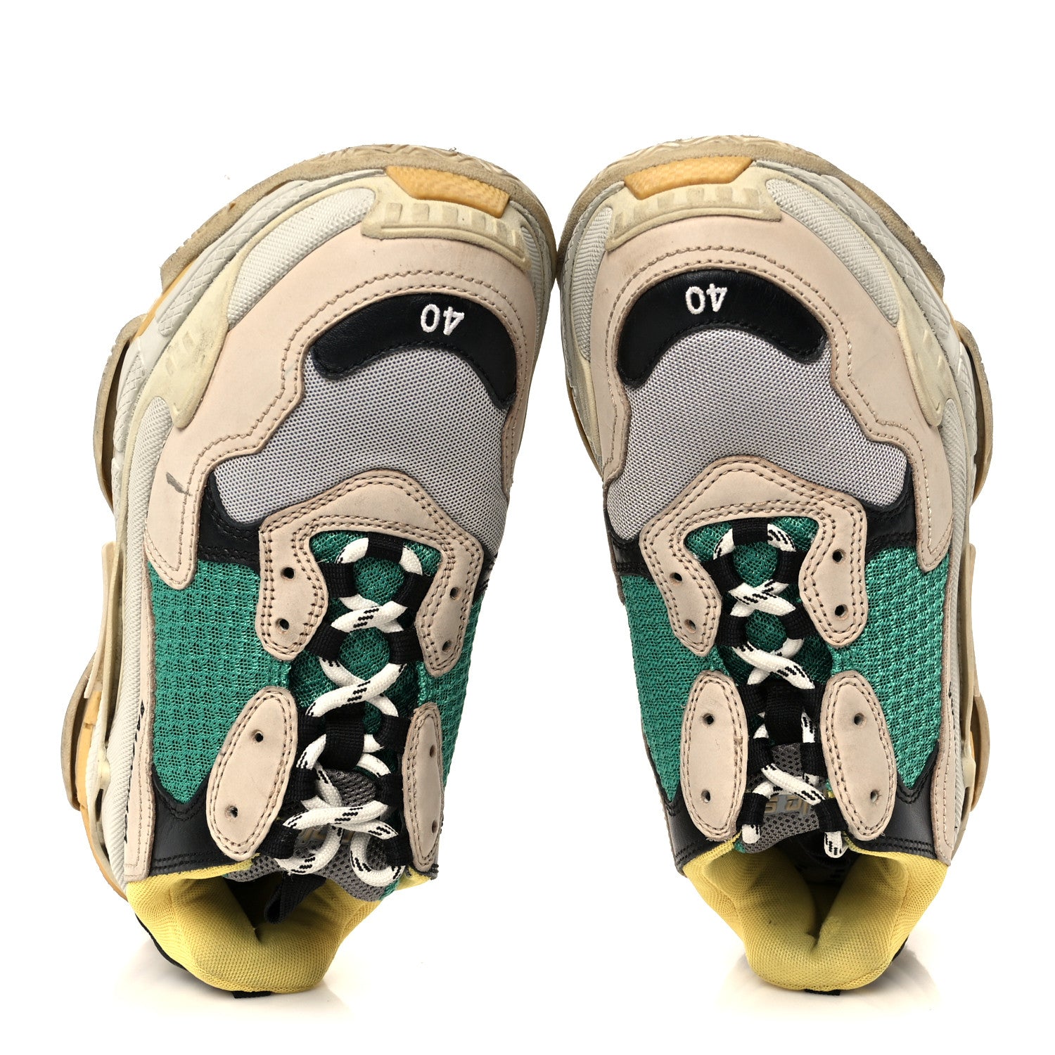 Balenciaga Fabric Mesh Womens Triple S Sneakers 40 Jaune Beige Vert Black Gris 2 of 8