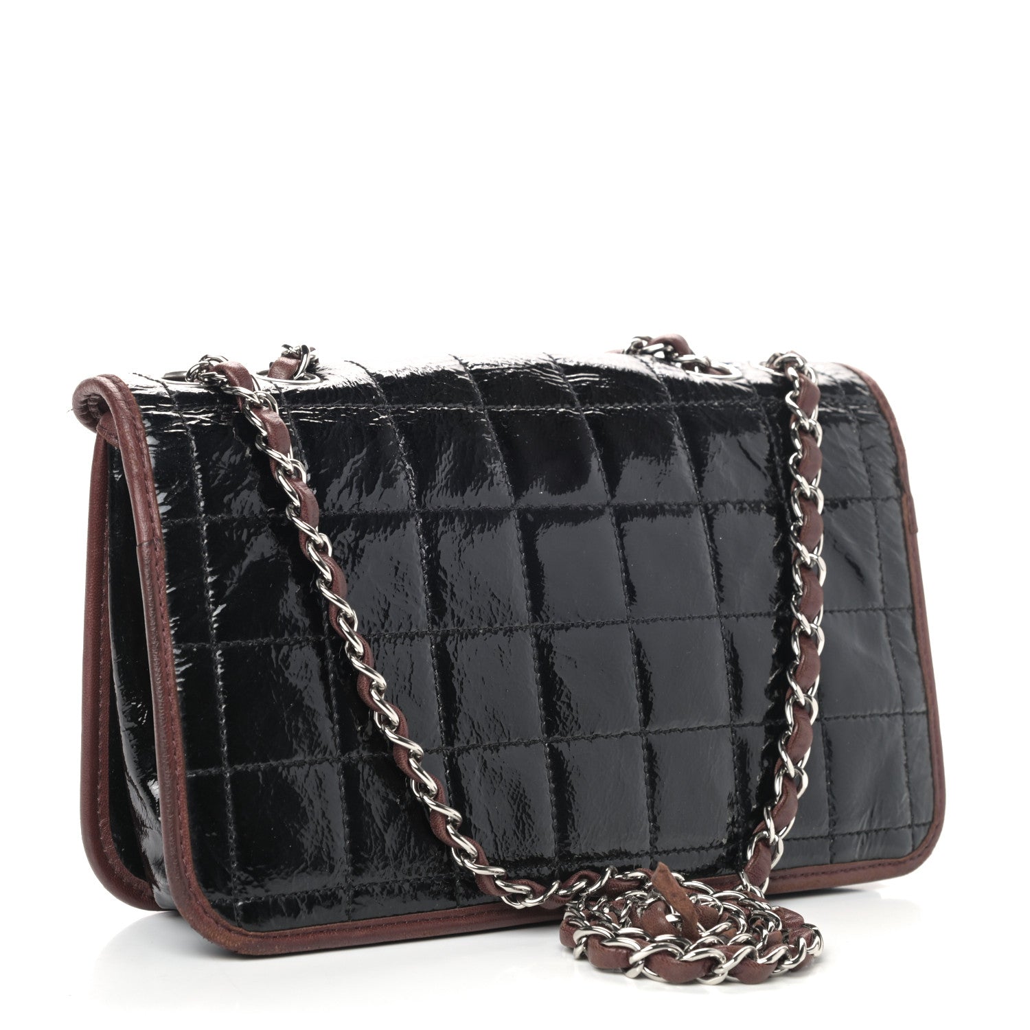 Chanel Patent Lambskin Medium Chocolate Bar Flap Black Bordeaux 2 of 11
